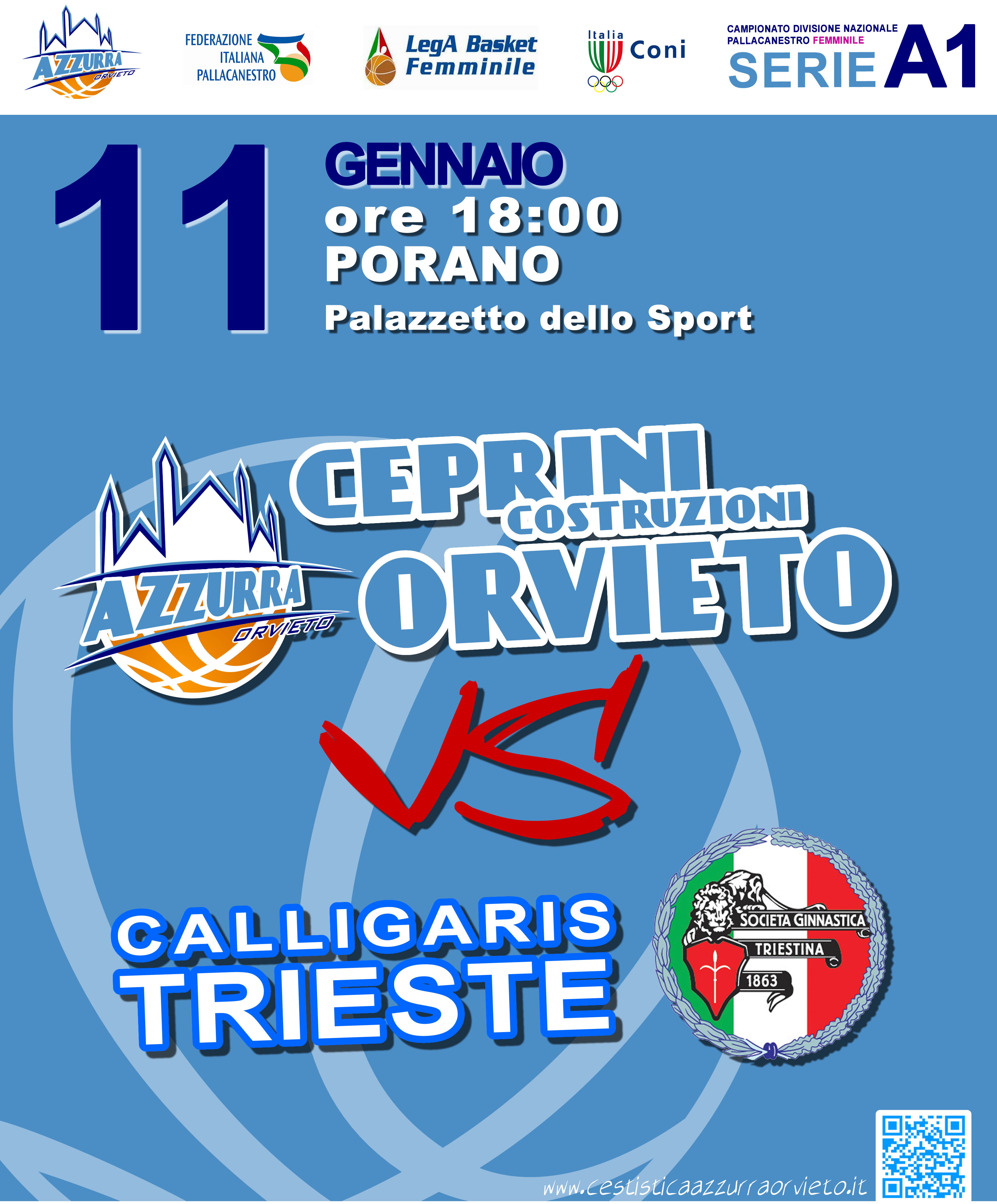 A Porano Azzurra ospita il Trieste. Perugia sede della Coppa Italia